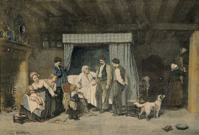 De arbeider en zijn kinderen, illustratie uit Le Petit Journal, 12 maart 1892 door Theophile Emmanuel Duverger